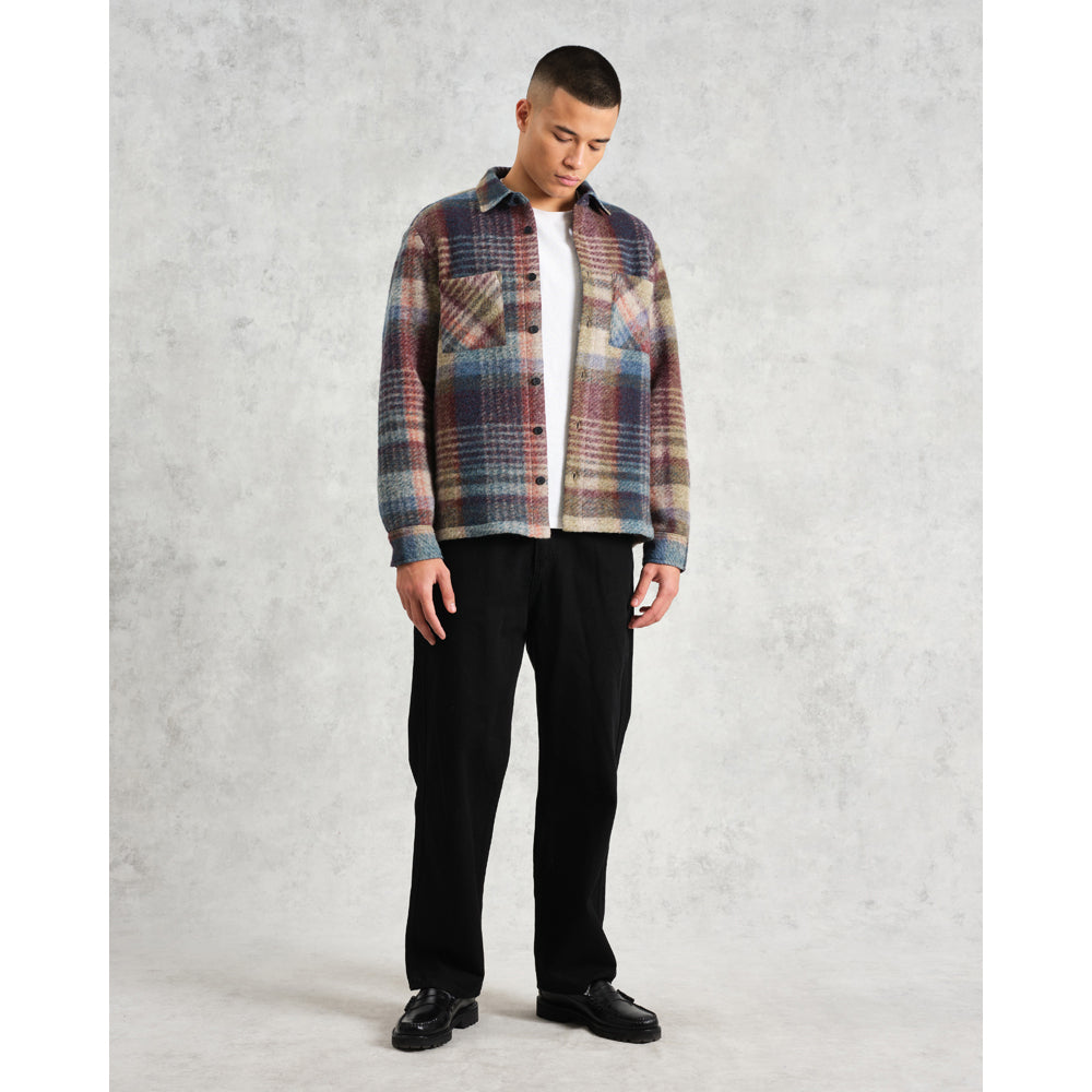 オーバーシャツ WOOL BLEND CHECK (BLUE/MULTI)