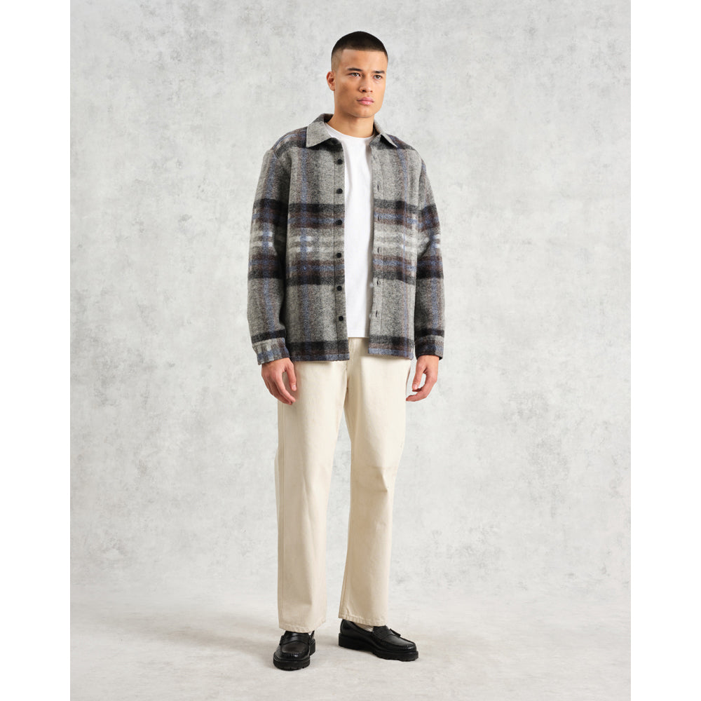 オーバーシャツ NOLAN WOOL CHECK (GREY BLUE)