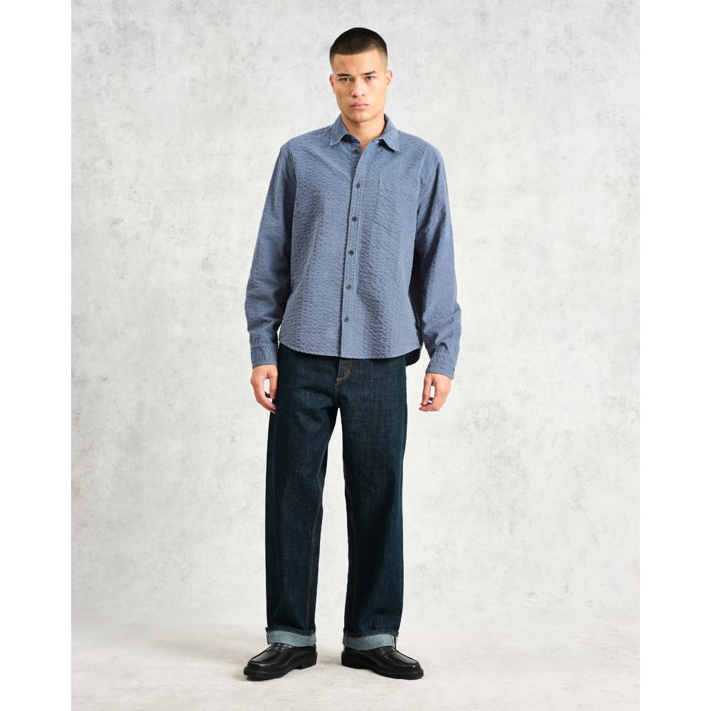 シェリーシャツ SEERSUCKER CORD (BLUE) - グリニッジ オンラインストア
