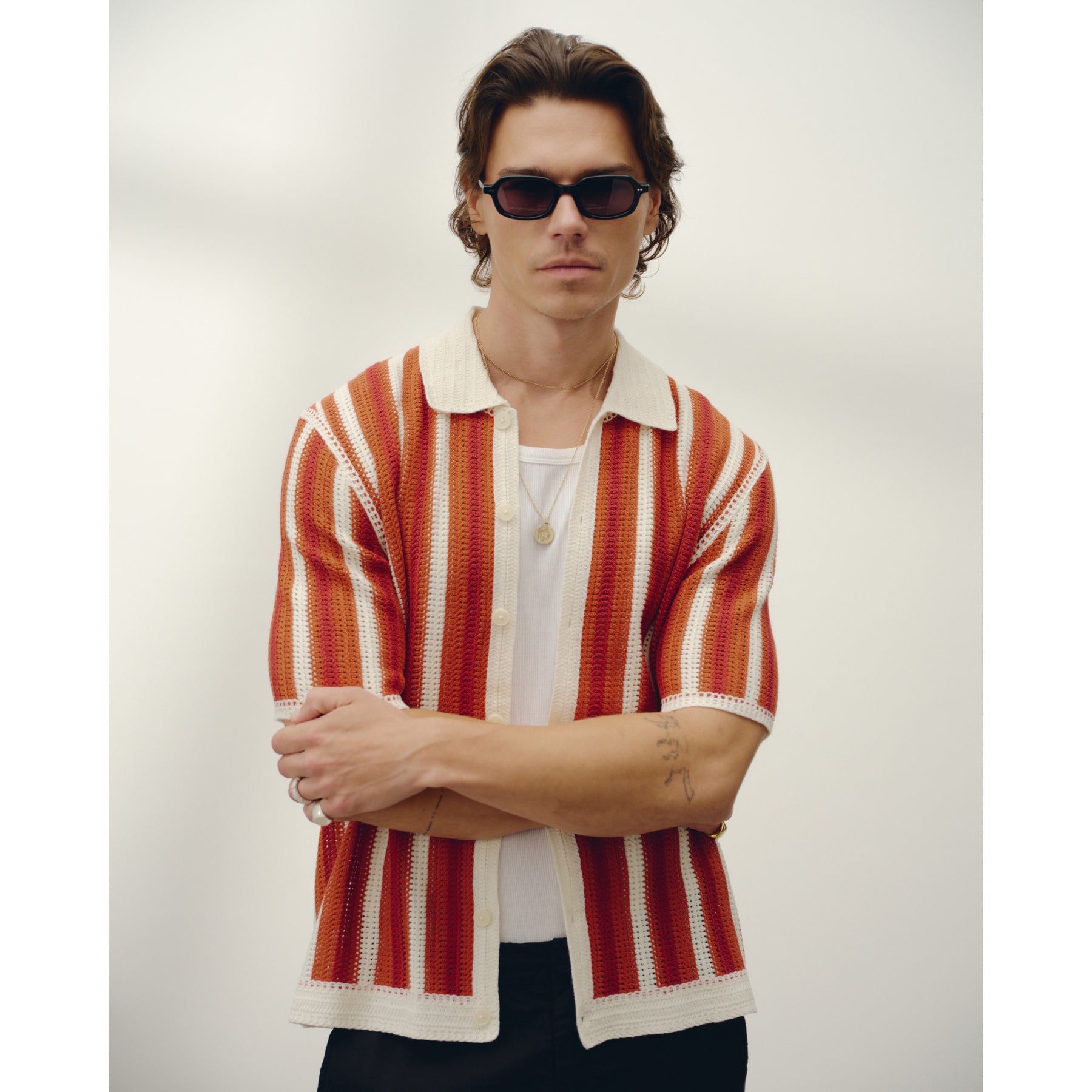 ポルトシャツ STRIPE (ECRU/ORANGE)