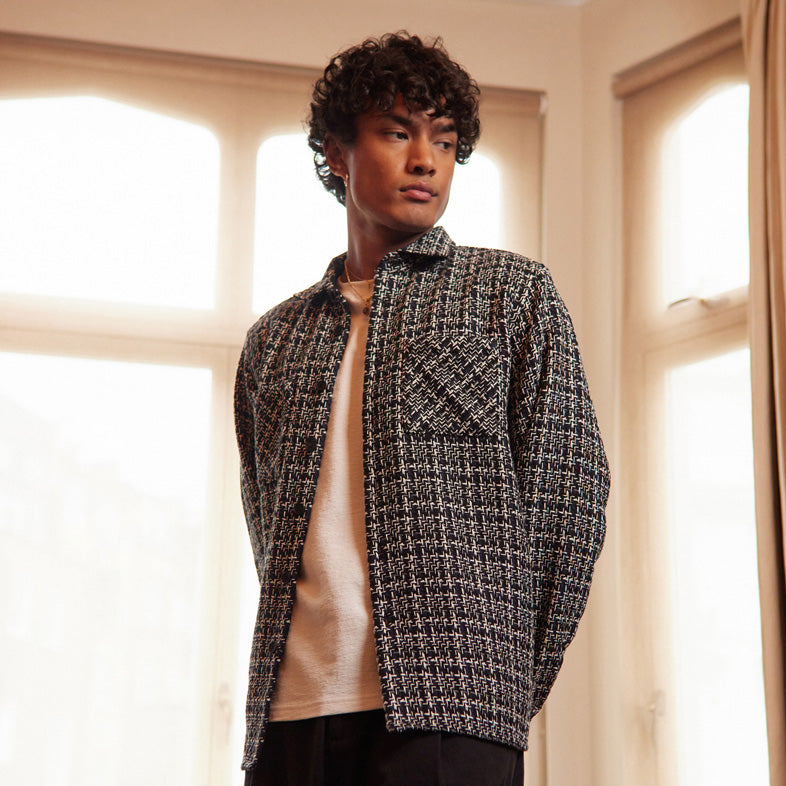 男女兼用 WHオーバーシャツ｜イーデンチェック（NAVY/ECRU）│wax