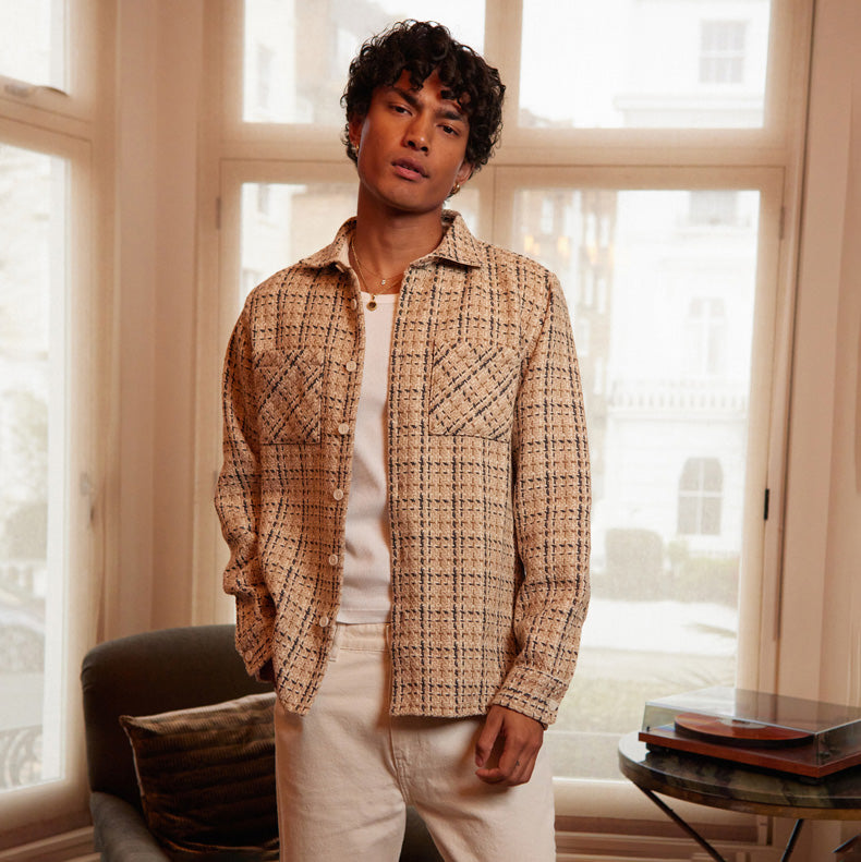 WHオーバーシャツ｜イーデンチェック（BEIGE/ECRU）