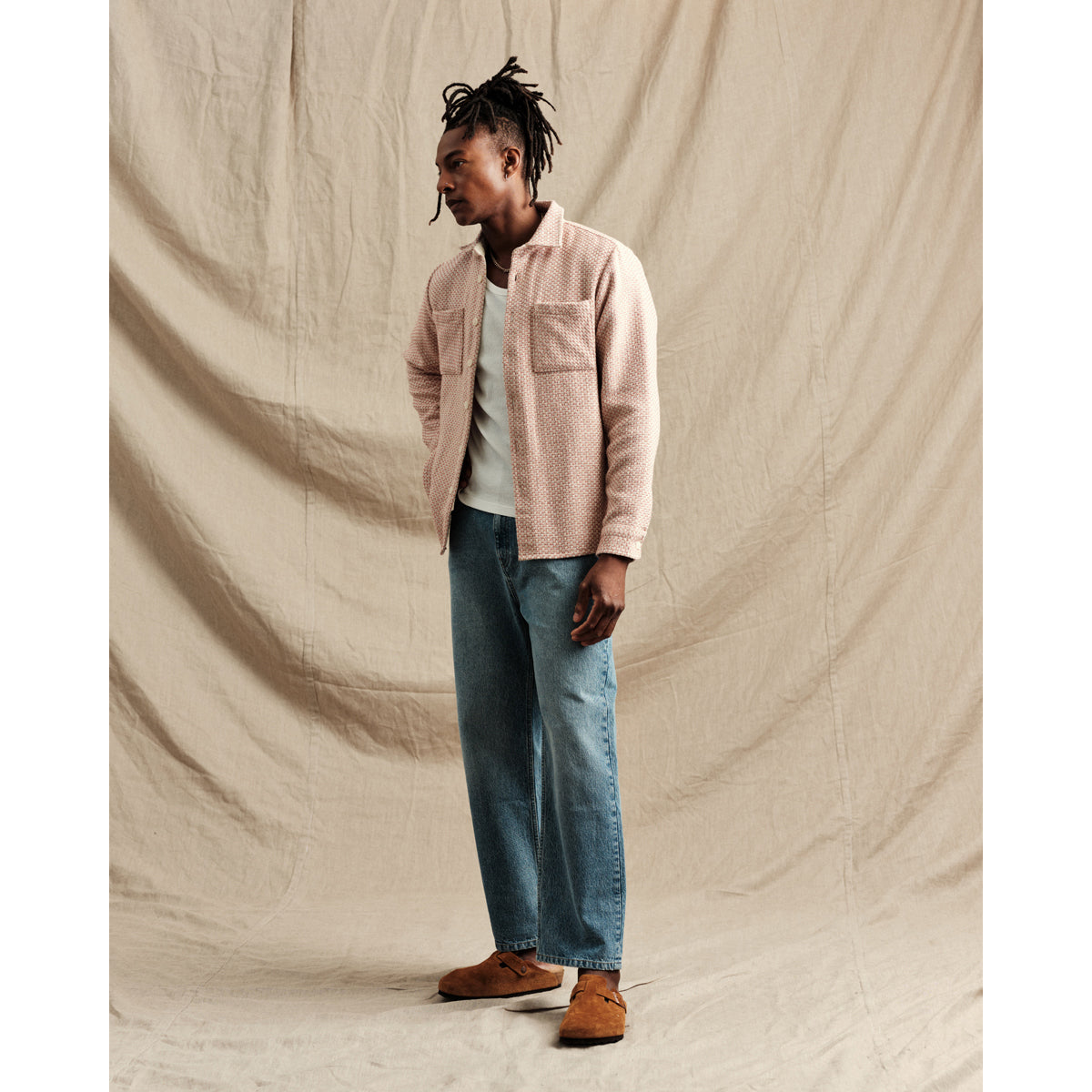 男女兼用 WHオーバーシャツ｜ステップニー(PINK/ECRU)│wax london