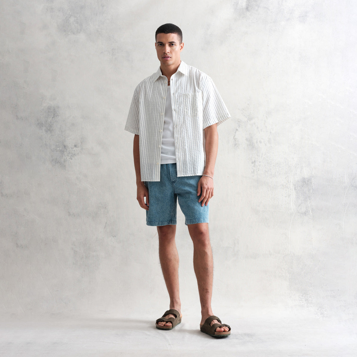 キューシャツ SEERSUCKER STRIPE (WHITE/BLUE)