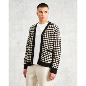 【予約】ウォーカーカーディガン BUBBLE KNIT (BLACK/ECRU)