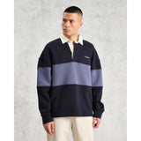 ラガーシャツ PANELLED LOOPBACK (NAVY/BLUE)