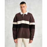 ラガーシャツ PANELLED LOOPBACK (BROWN/BLACK)