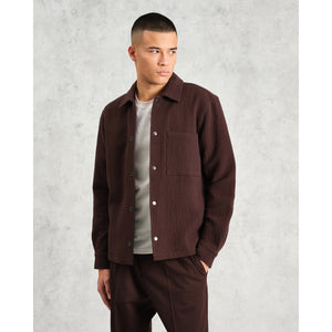 【予約】オーバーシャツ ROMER HEAVY CRINKLE COTTON (DARK BROWN)