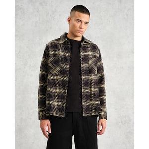 オーバーシャツ HUTTON CHECK (BLACK/YELLOW)