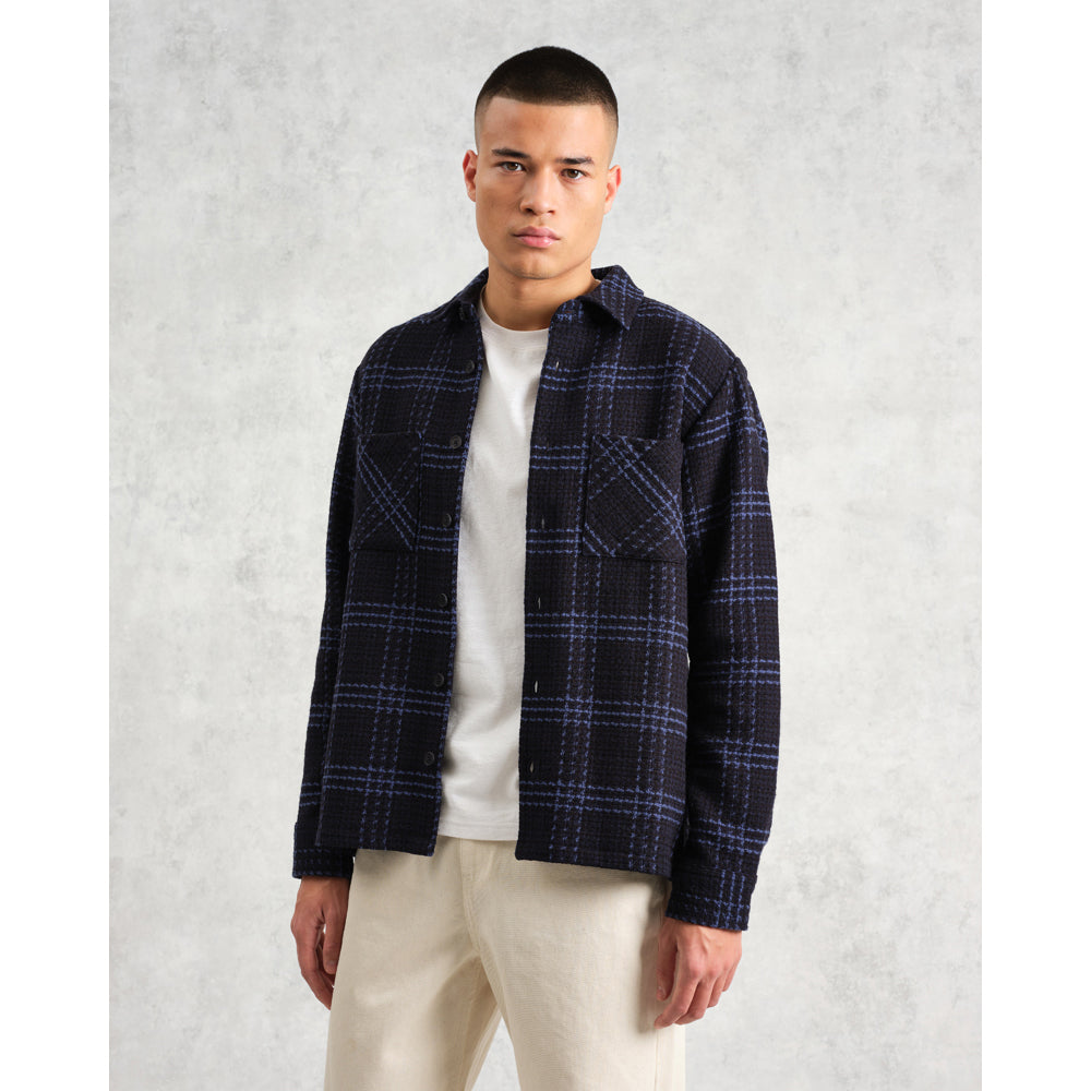 オーバーシャツ SKATE CHECK (NAVY/BLUE)