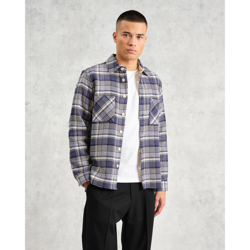 【予約】オーバーシャツ BASKET WEAVE (BLUE/ECRU)