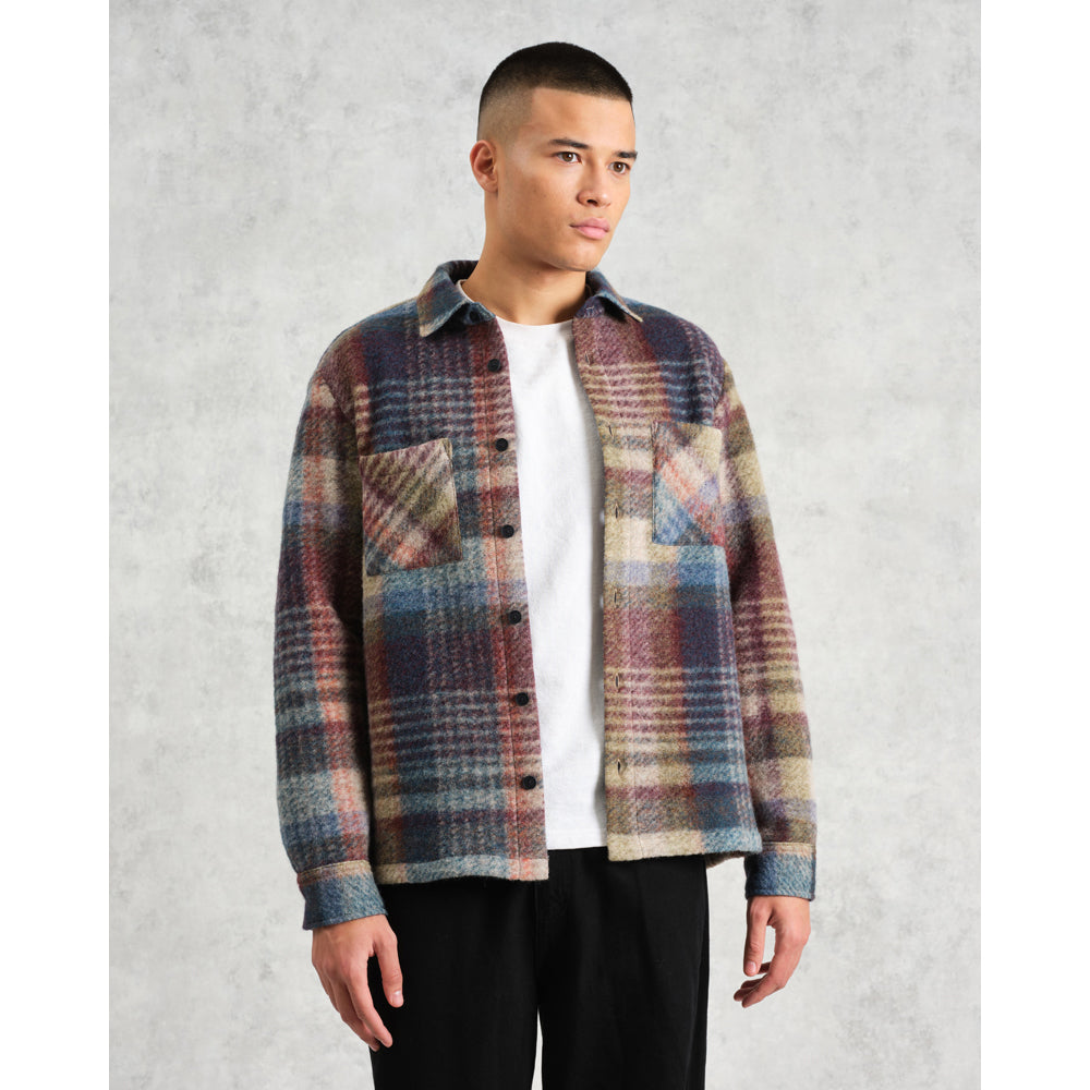 オーバーシャツ WOOL BLEND CHECK (BLUE/MULTI)