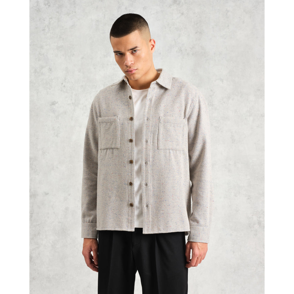 オーバーシャツ WOOL BLEND FLECK (BLUE)