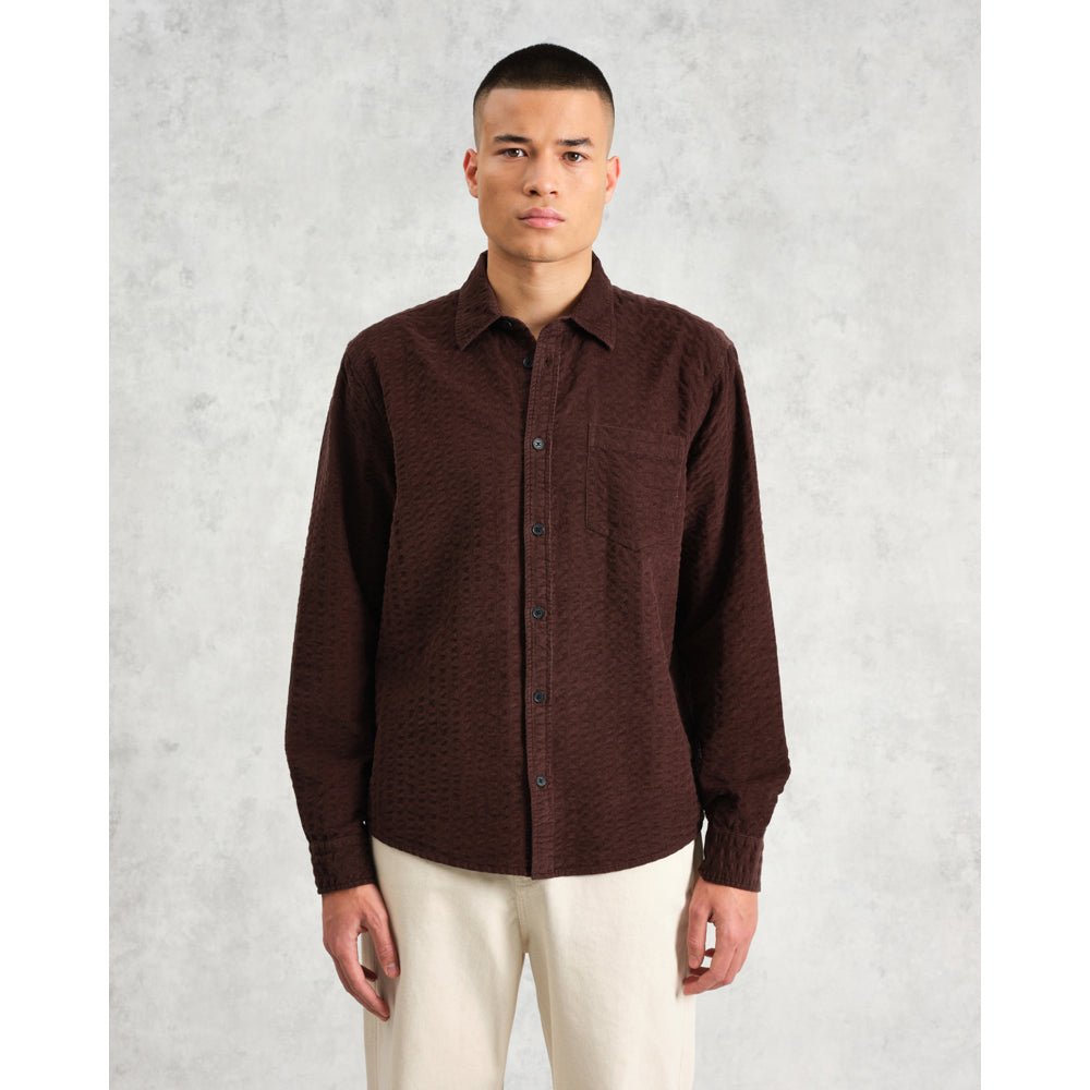 シェリーシャツ SEERSUCKER CORD (DARK BROWN) - グリニッジ オンラインストア