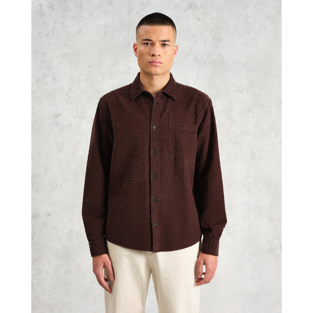 【予約】シェリーシャツ SEERSUCKER CORD (DARK BROWN)