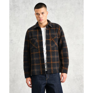 【予約】オーバーシャツ DRAWN CHECK (TEAL/ORANGE)