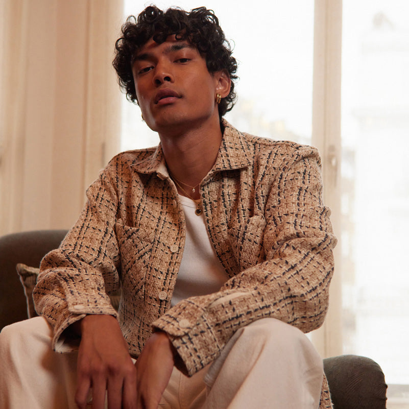 WHオーバーシャツ｜イーデンチェック（BEIGE/ECRU）