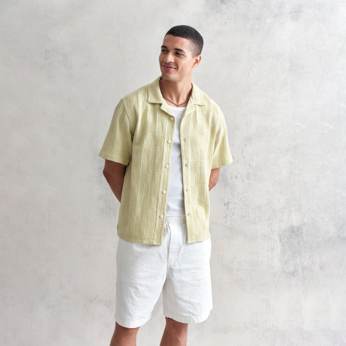 ディドコットシャツ WAFFLE PATCHWORK (GREEN)