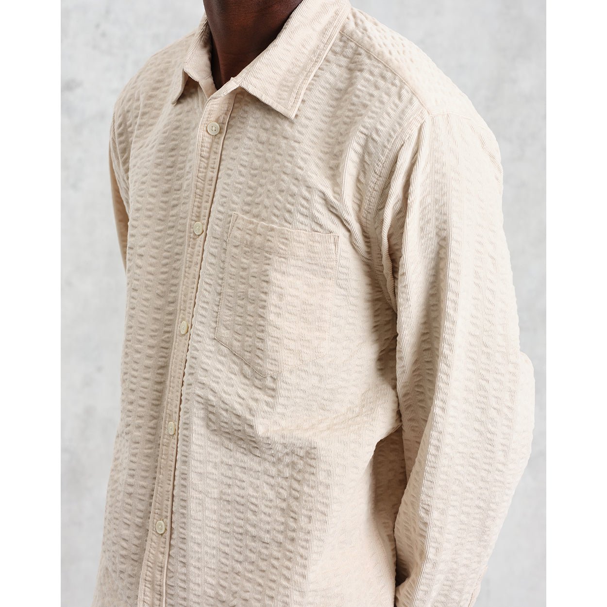シェリーシャツ SEERSUCKER CORD (STONE) - グリニッジ オンラインストア
