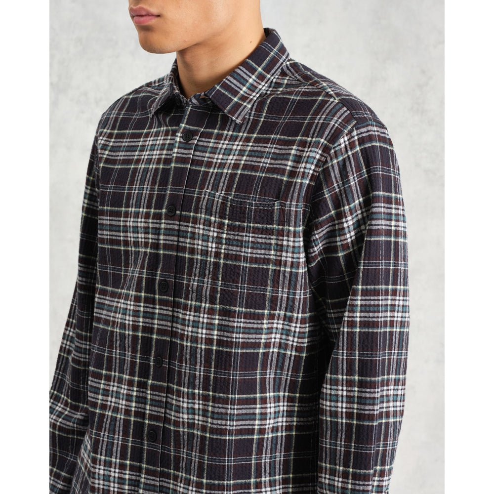 シェリーシャツ SEERSUCKER FLANNEL (NAVY/MULTI) - グリニッジ オンラインストア