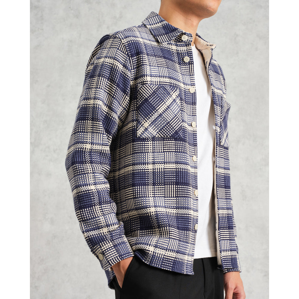 オーバーシャツ BASKET WEAVE (BLUE/ECRU)