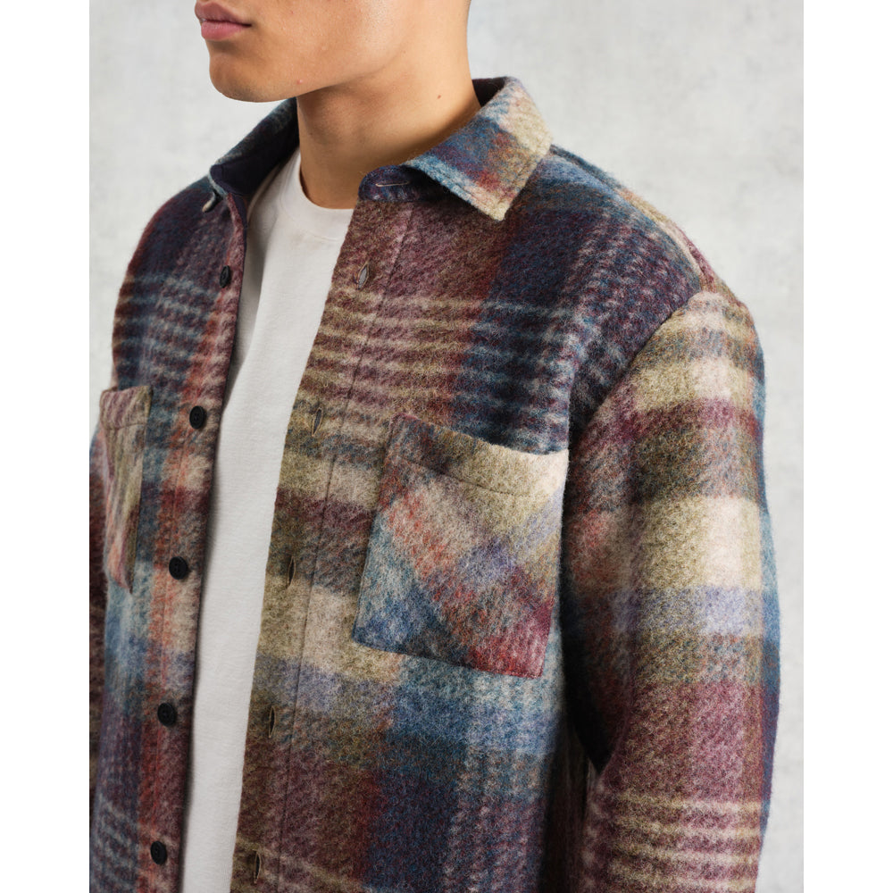 オーバーシャツ WOOL BLEND CHECK (BLUE/MULTI)