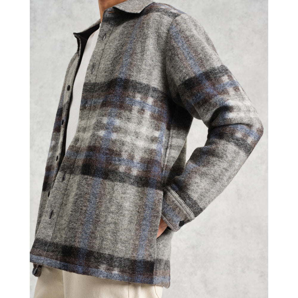 オーバーシャツ NOLAN WOOL CHECK (GREY BLUE)