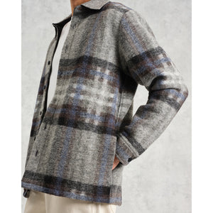 【予約】オーバーシャツ NOLAN WOOL CHECK (GREY BLUE)