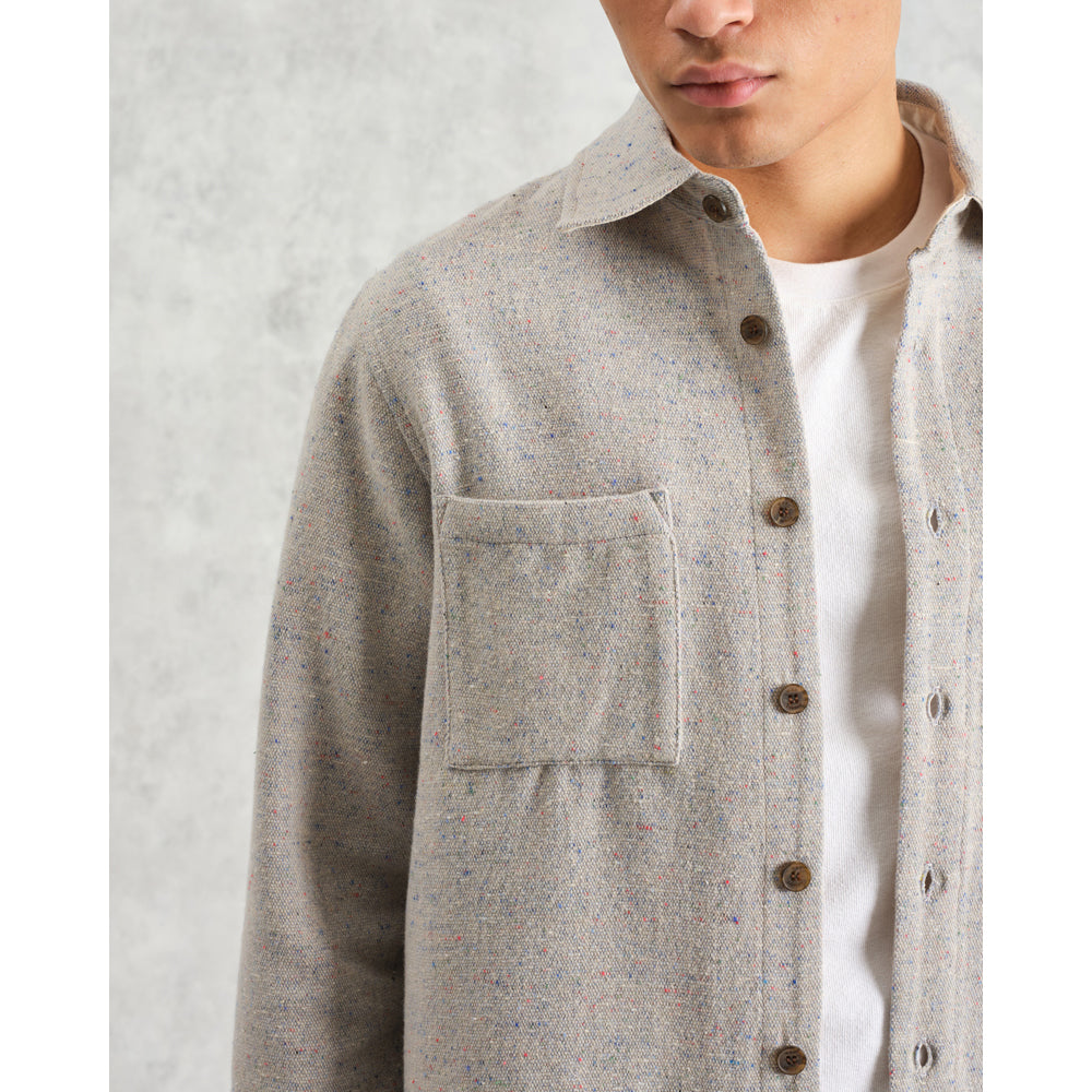 オーバーシャツ WOOL BLEND FLECK (BLUE)