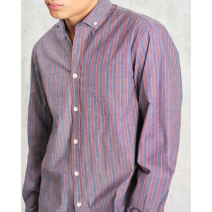 アビンドンシャツ POPLIN HALO STRIPE (BLUE/BURGUNDY)