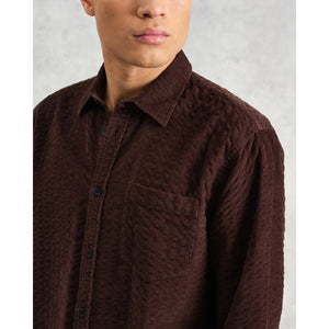 シェリーシャツ SEERSUCKER CORD (DARK BROWN)