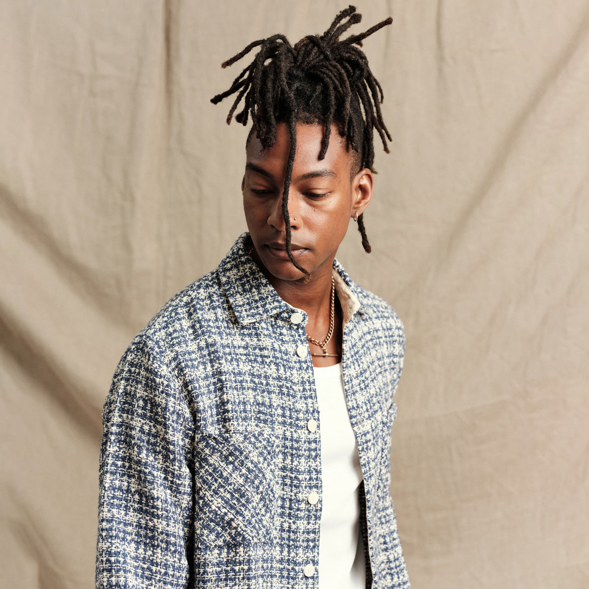 男女兼用 WHオーバーシャツ｜マーサーチェック（BLUE）│wax london