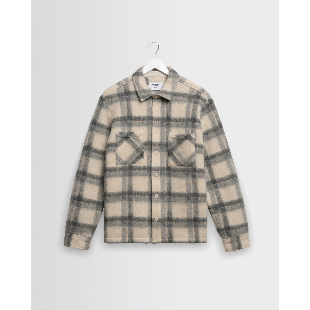 オーバーシャツ ASH WOOL BLEND CHECK (ECRU/GREY)