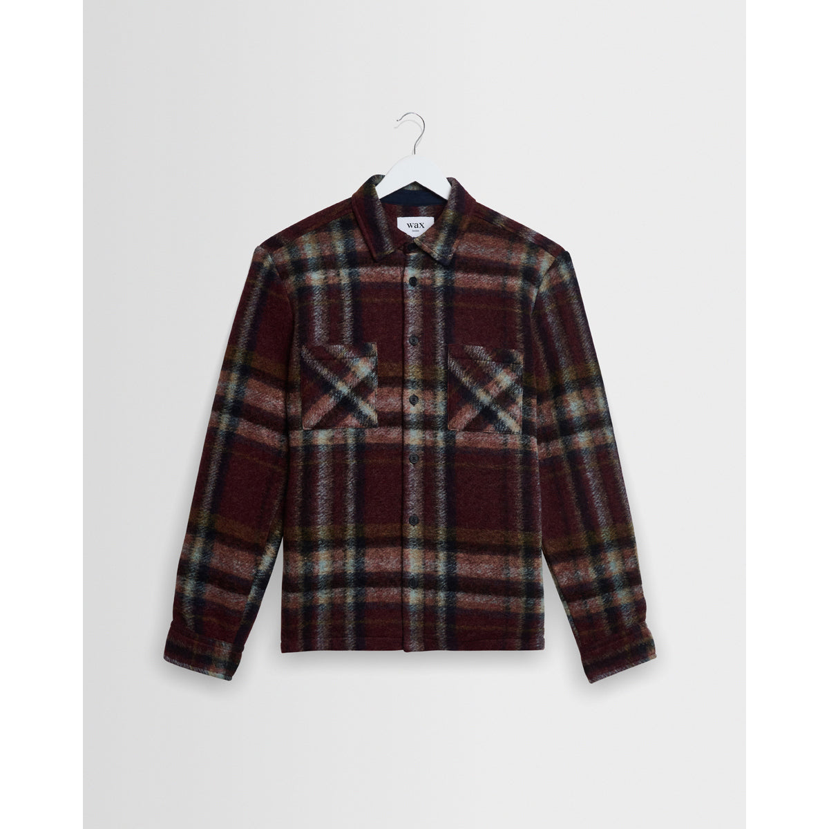 オーバーシャツ LEX WOOL BLEND CHECK (BURGUNDY/MULTI)