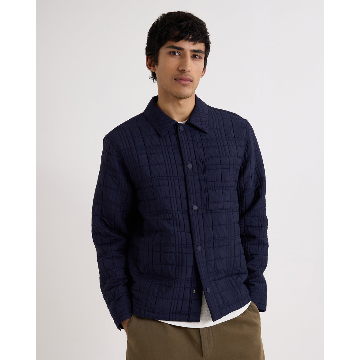 オーバーシャツ ROMER CHECK QUILTN (NAVY)