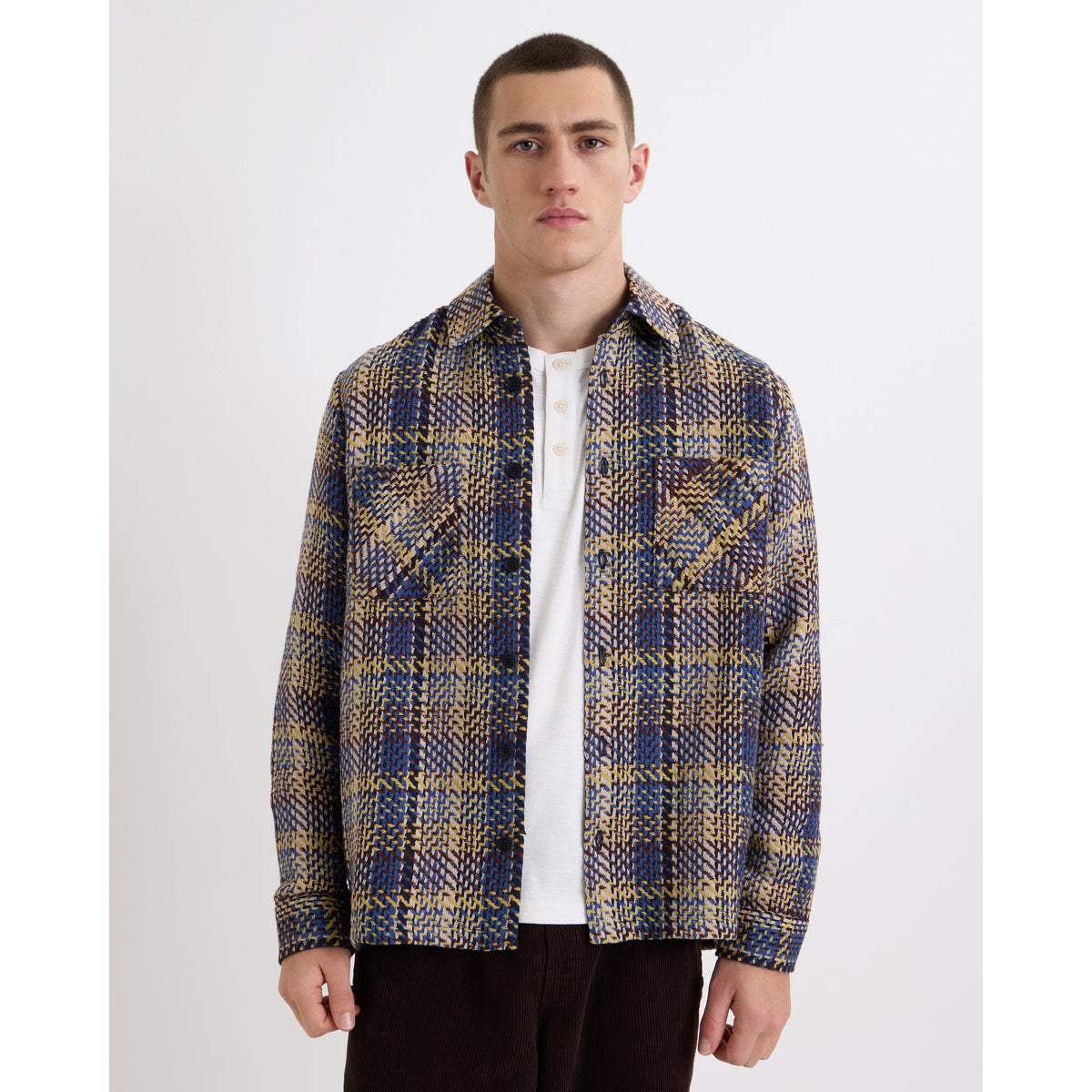 オーバーシャツ GRAIN CHECK (BLUE/MULTI)