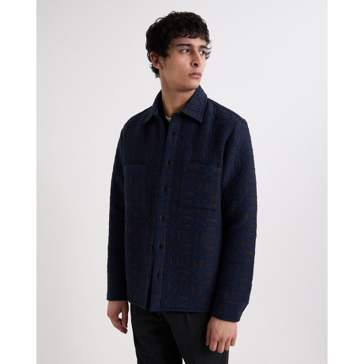 オーバーシャツ OTTO ORNATE QUILT (NAVY/BROWN)
