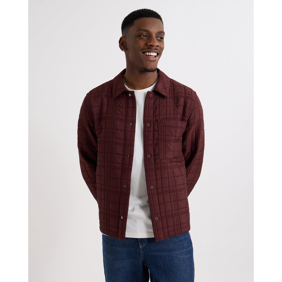 オーバーシャツ ROMER CHECK QUILTN (DARK BURGUNDY)