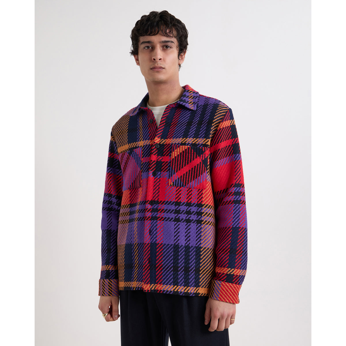 オーバーシャツ BOLD CHECK (PURPLE/RED)