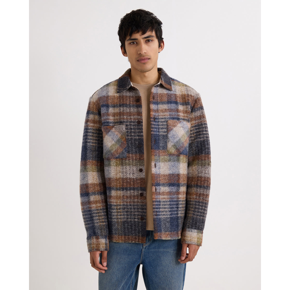 オーバーシャツ ARI WOOL BLEND CHECK(OATMEAL/MULTI)