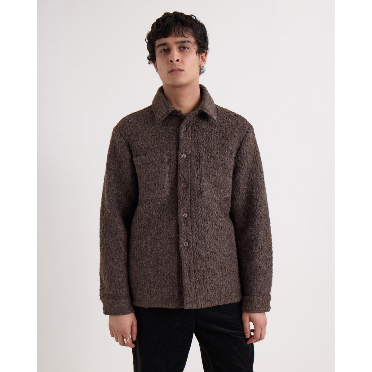 オーバーシャツ MOUNT REVERSIBLE BOBBLE WOOL (DUSTY BROWN)