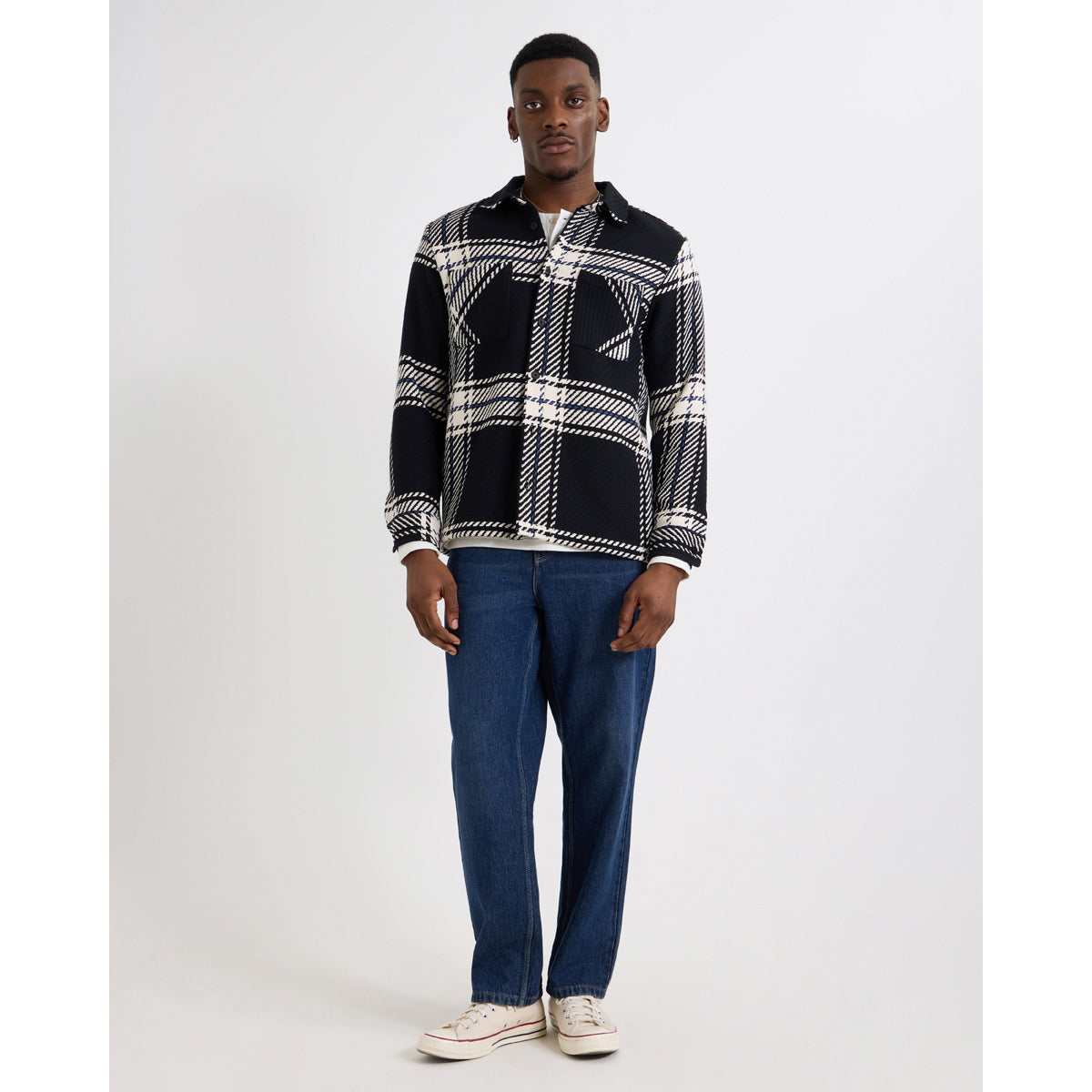 オーバーシャツ OVERSIZE GRID CHECK (BLACK/ECRU)