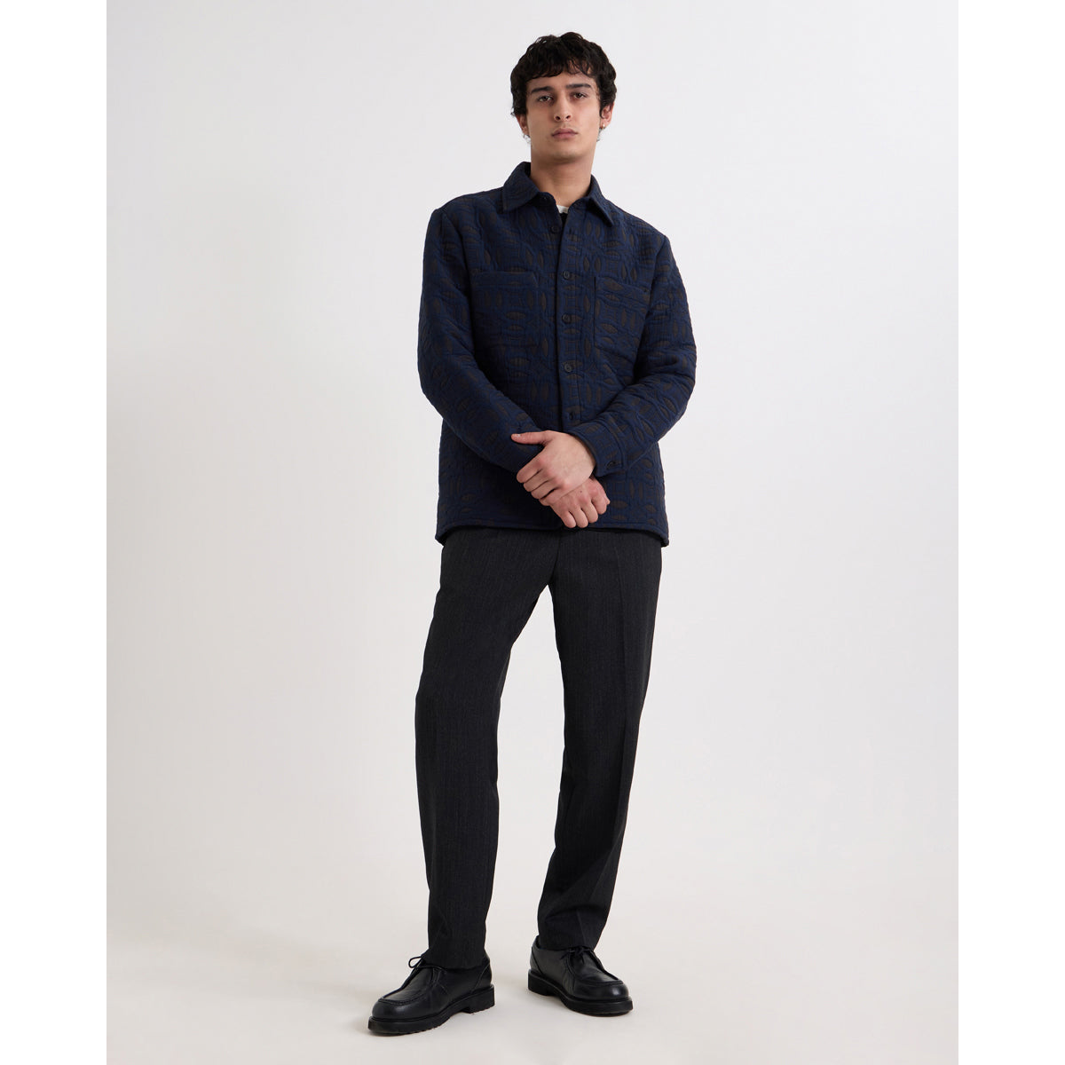 オーバーシャツ OTTO ORNATE QUILT (NAVY/BROWN)