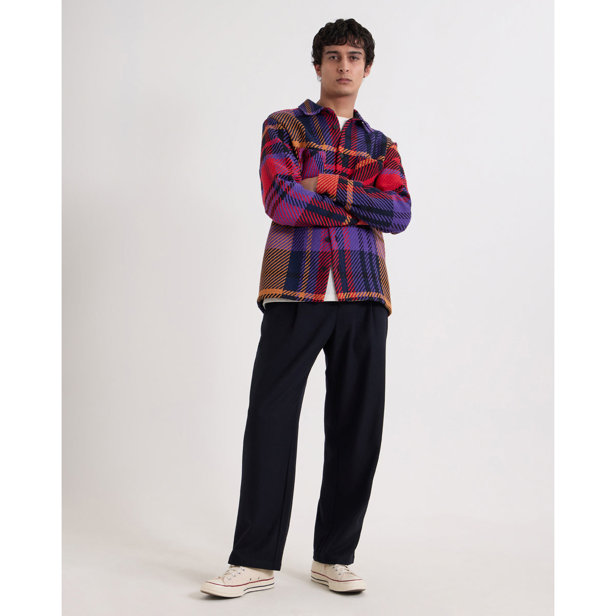 オーバーシャツ BOLD CHECK (PURPLE/RED)