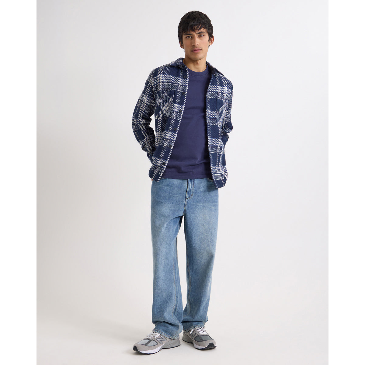 オーバーシャツ PLAID WEAVE (NAVY/ECRU)