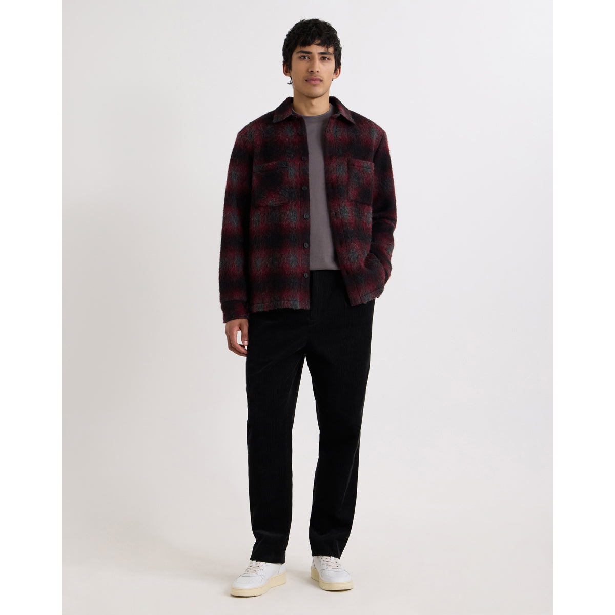 オーバーシャツ ELM WOOL BLEND CHECK (RED/BLACK)