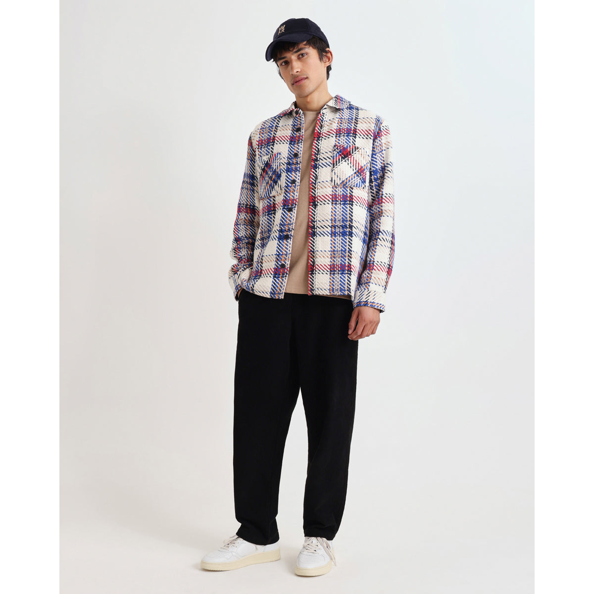 オーバーシャツ JAZZ WEAVE (ECRU/RED)