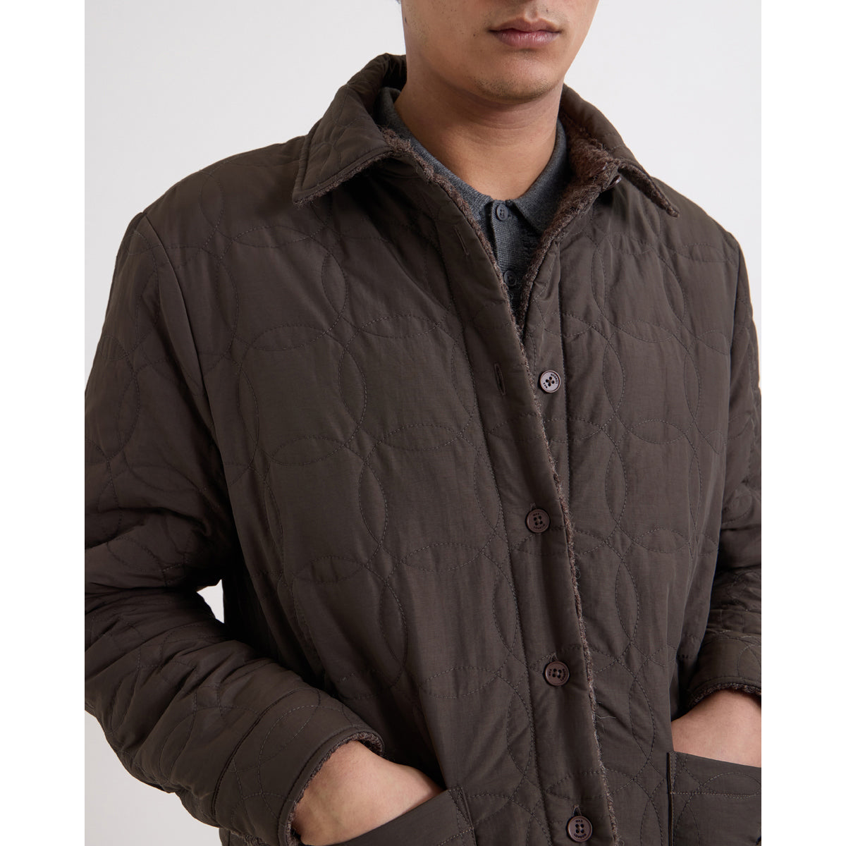 オーバーシャツ MOUNT REVERSIBLE BOBBLE WOOL (DUSTY BROWN)
