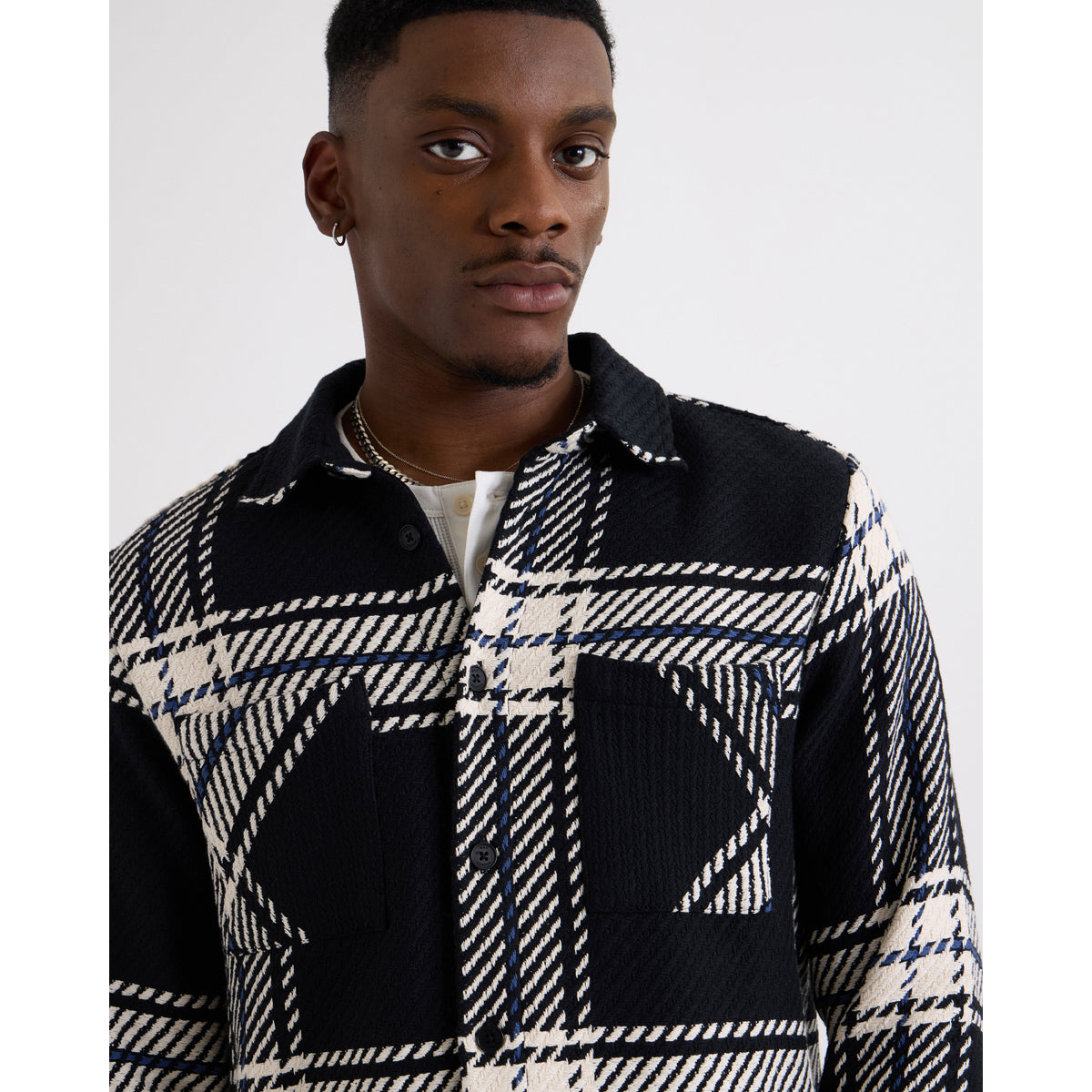 オーバーシャツ OVERSIZE GRID CHECK (BLACK/ECRU)