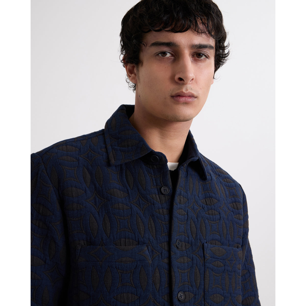 オーバーシャツ OTTO ORNATE QUILT (NAVY/BROWN)